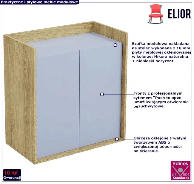 Szafka modułowa dwudrzwiowa hikora + niebieski horyzont - Afilia 10X