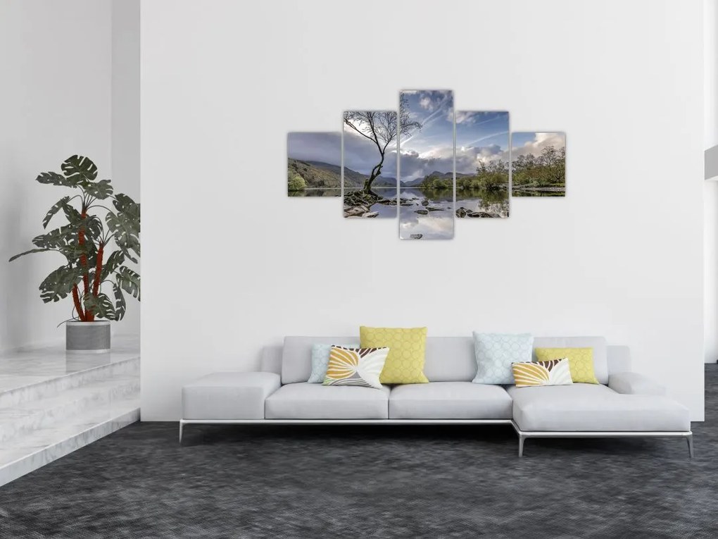 Obraz rzeki z drzewem (125x70 cm)