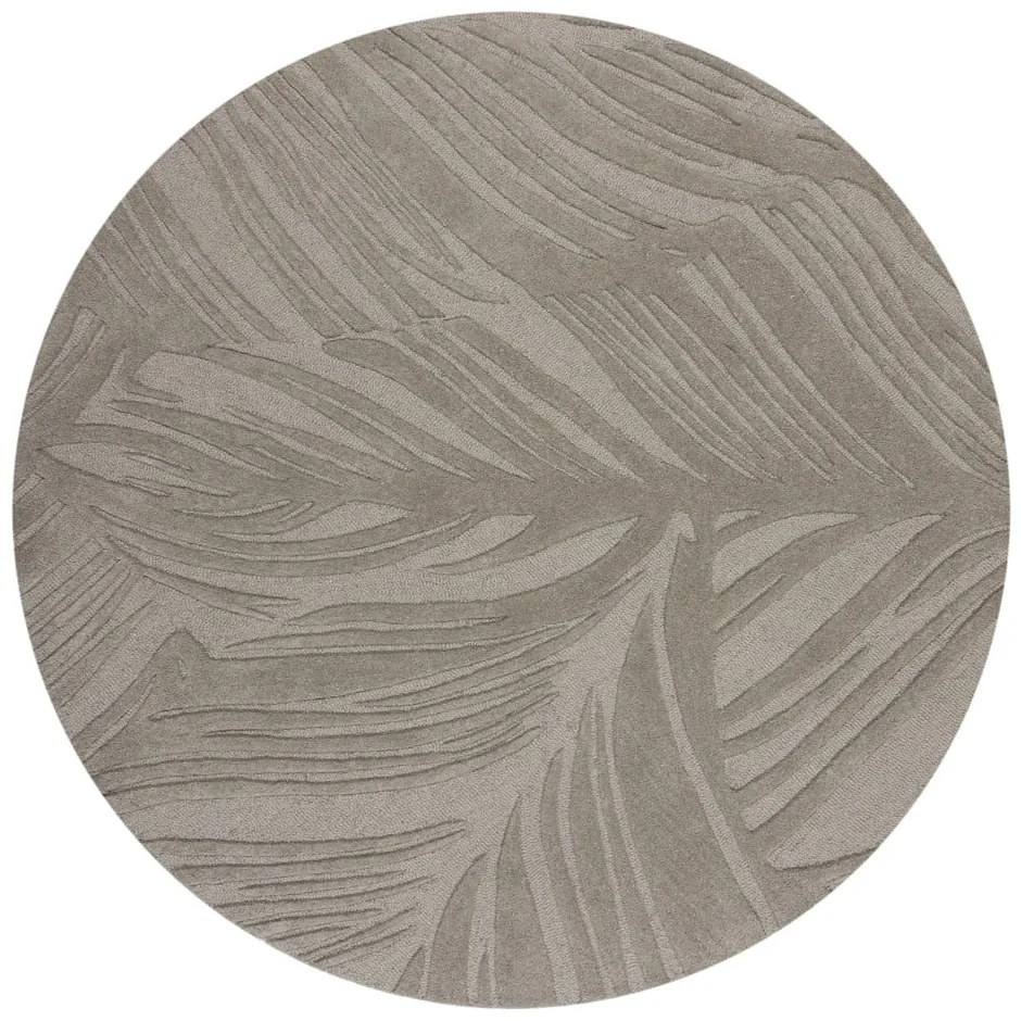 Szary okrągły dywan wełniany ø 160 cm Leaf – Flair Rugs