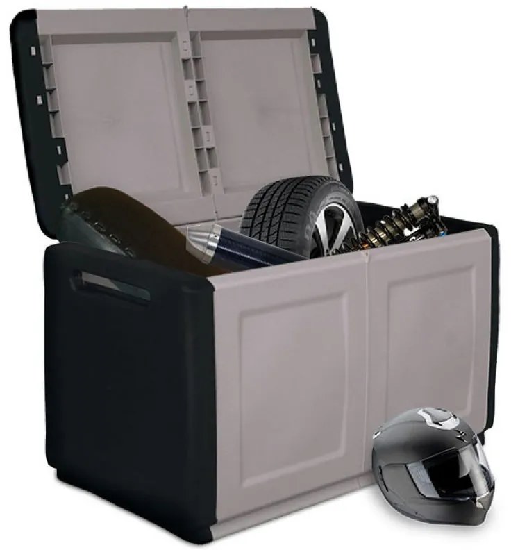 Plastikowa skrzynka z wiekiem, 960x570x530 mm, szara