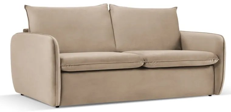 Beżowa aksamitna rozkładana sofa 214 cm Vienna – Cosmopolitan Design