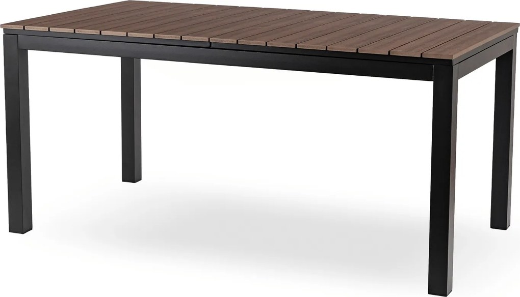 Rozkładany stół ogrodowy, kompozytowy Castello 160-260 cm, blat orzech, podstawa czarna