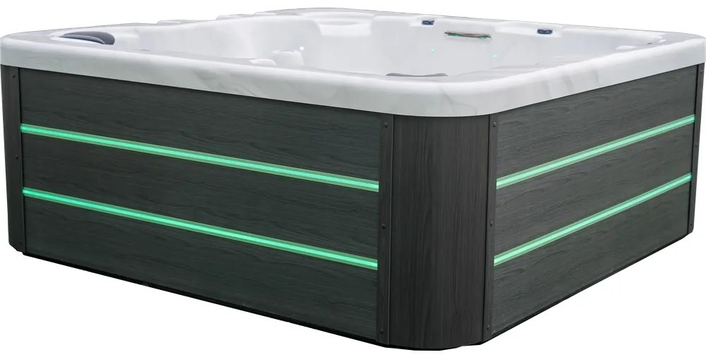 JACUZZI OGRODOWE PREMIUM WANNA SPA 5-OSOBOWA WHITE OBUDOWA BROWN LED 230x230 CM