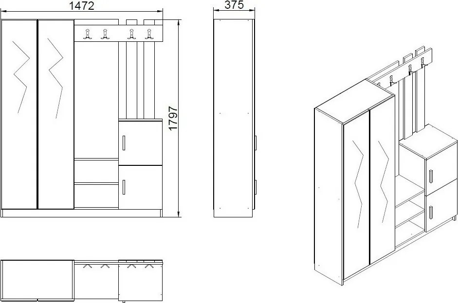 Zestaw do przedpokoju Dany Atlantic Pine andAnthracite