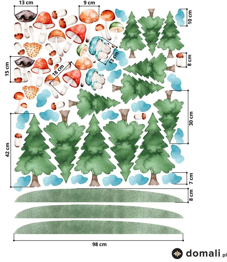 Naklejki na ścianę - Grzybkowy las