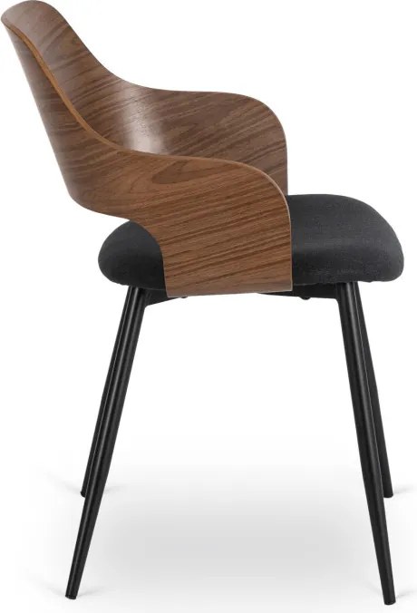 Krzesło Tapicerowane z Drewna Giętego ORBI Orzech/Czarne Nowoczesne Loft