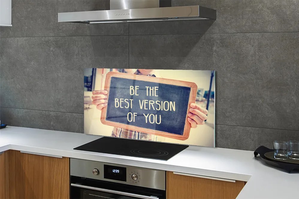 Szklany Panel Drewniana Tabliczka z Napisem