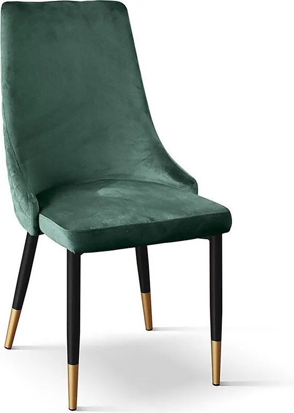 Zestaw 4 krzeseł, zielona tkanina z efektem aksamitu, antracytowe i złote nogi - IRVINE