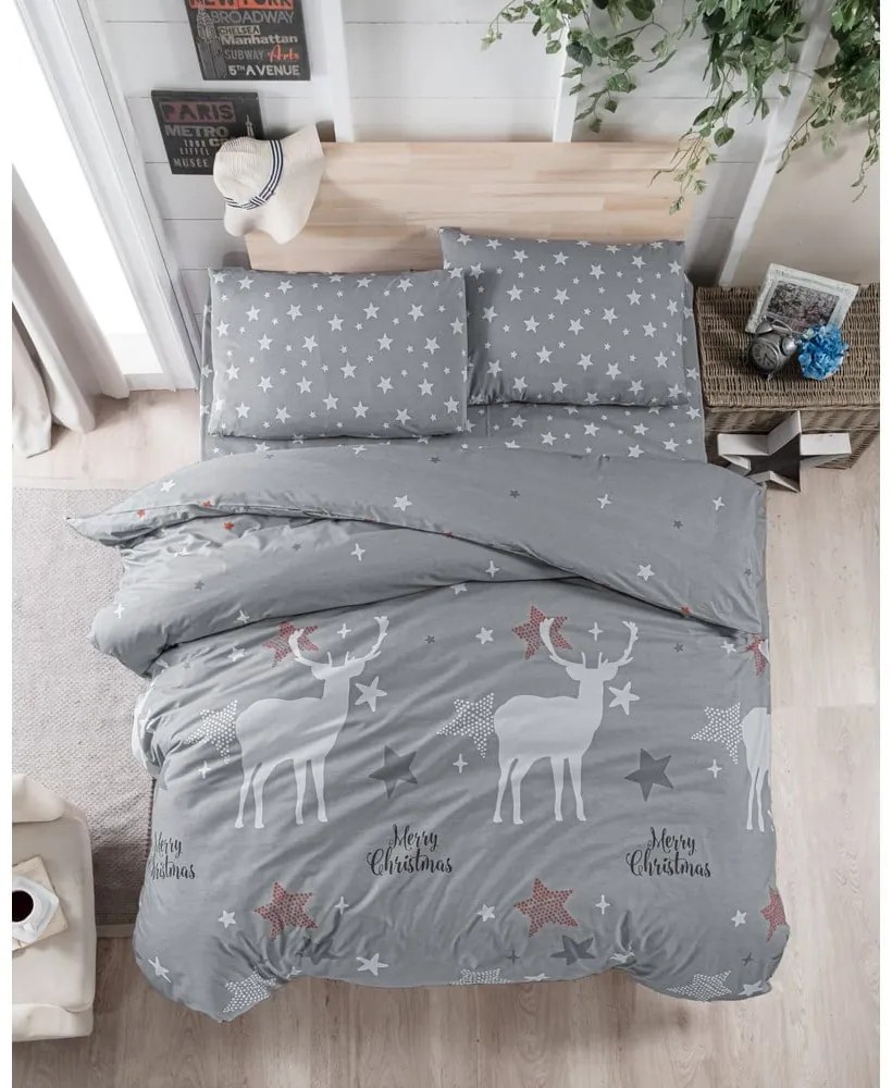 Szara bawełniana pościel dwuosobowa 200x200 cm Merry – Mijolnir