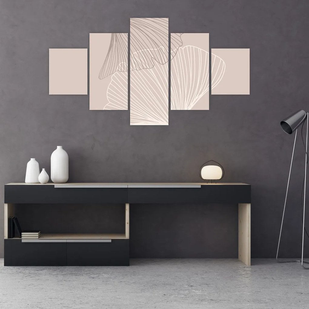 Obraz - Beżowe liście N⁰2 (125x70 cm)