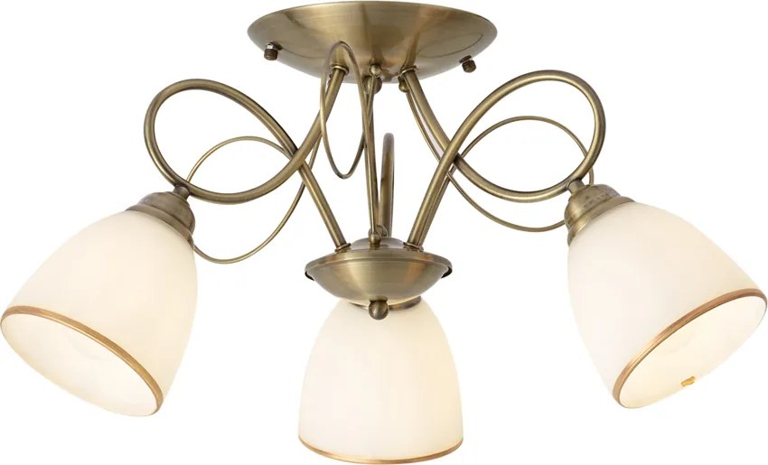 Klasyczna lampa sufitowa brązowa z opalowym szkłem 3-źródła światła - Katarina
