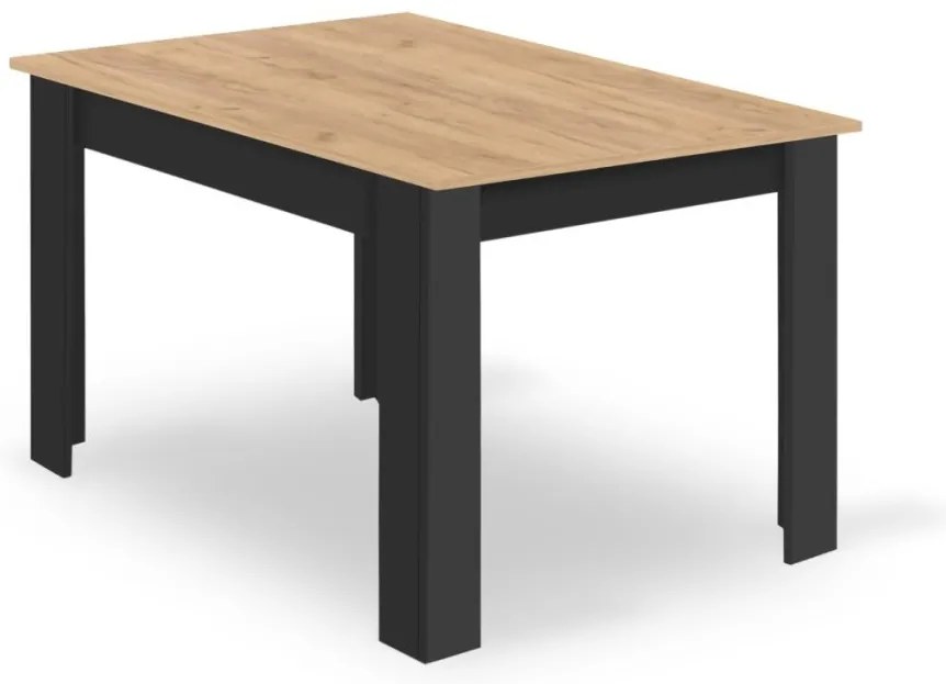 Zestaw jadalniany 1 + 4, stół MADO 120x80 cm czarny/dąb artisan + czarne aksamitowe krzesło LAVA z czarnymi nogami