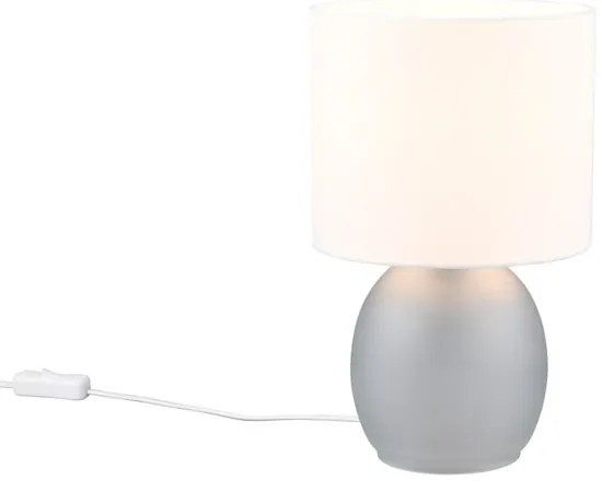Lampa stołowa w biało-srebrnym kolorze z tekstylnym kloszem (wys. 29 cm) Vela – Trio