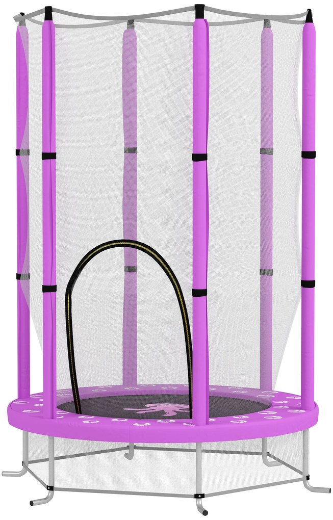 AIYAPLAY Trampolina dla dzieci z siatką bezpieczeństwa, do użytku wewnętrznego i zewnętrznego, 3-6 lat, Fioletowy