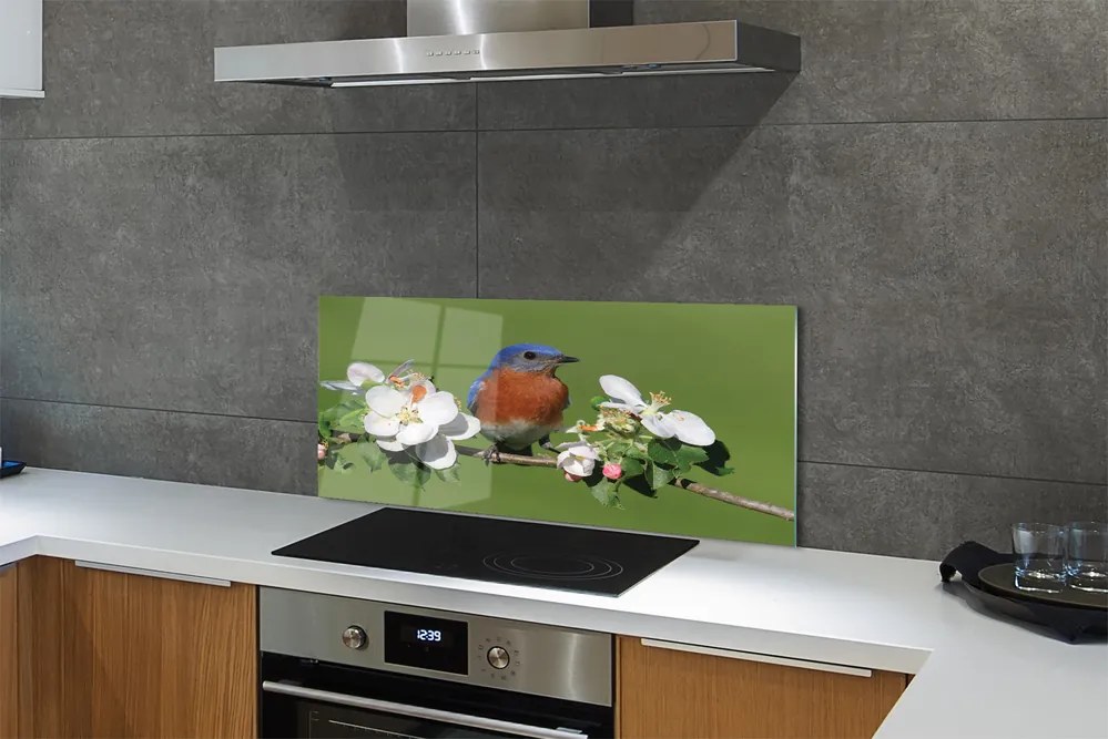 Panel szklany do Kuchni Papuga wśród Tropikalnych Kwiatów