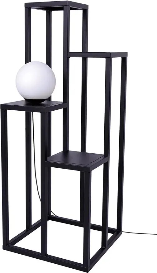 Czarny metalowy stojak na kwiaty z lampą Z0-F44