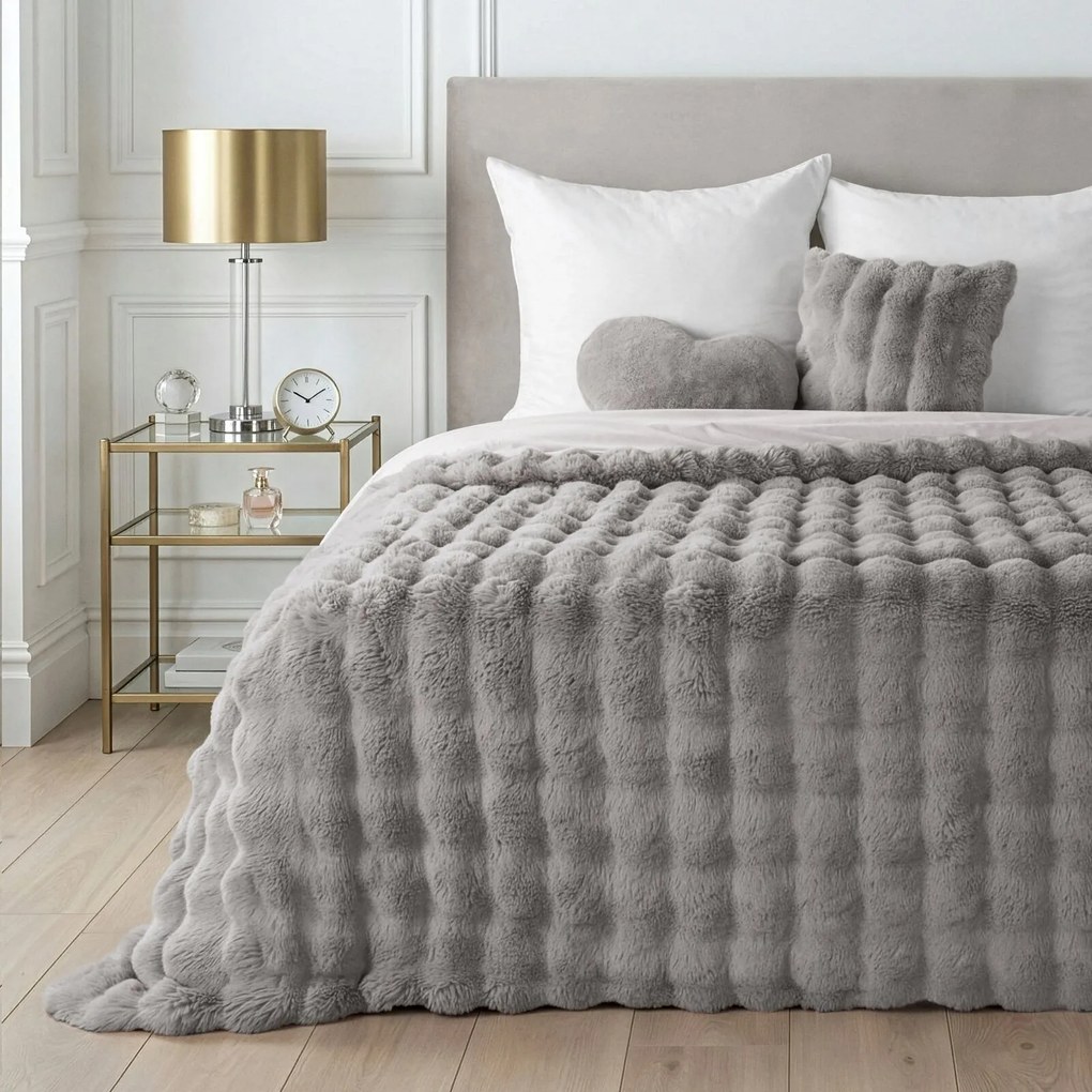 Luksusowy koc futerkowy Lily 220x200 cm srebrny