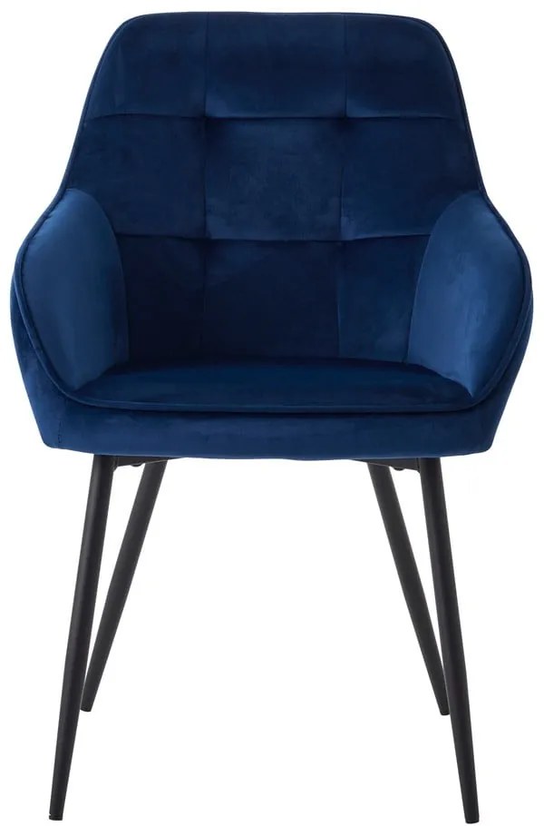 Ciemnoniebieskie aksamitne krzesła z podłokietnikami zestaw 2 szt. Nolan Square – Unique Furniture