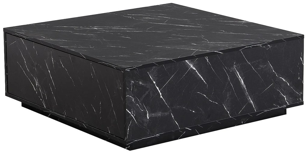Stolik kawowy z 2 szufladami z MDF - szer. 90 cm Efekt czarnego marmuru - ANTRIM