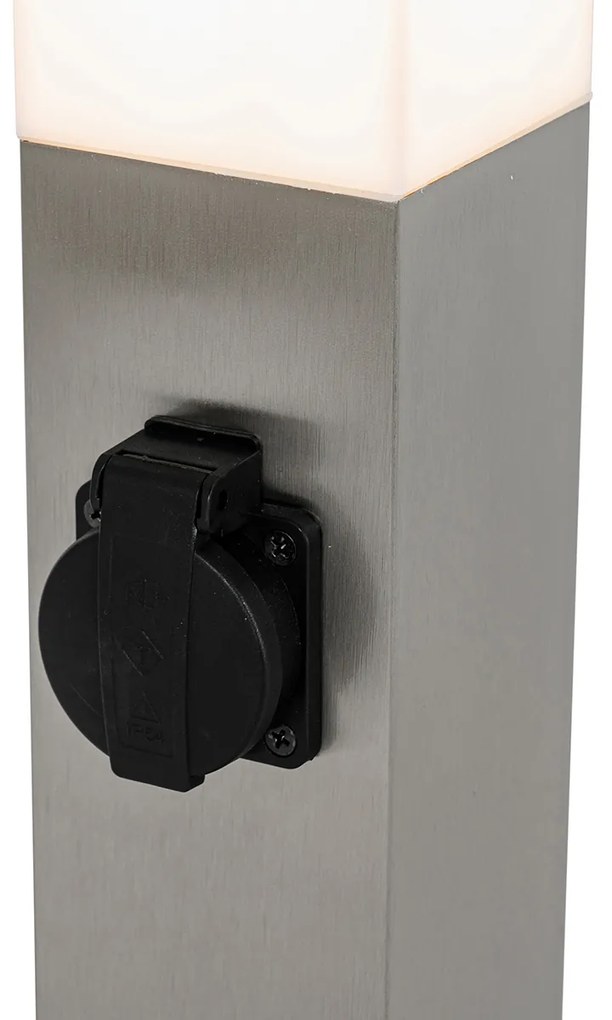 Zewnetrzna Nowoczesna lampa zewnętrzna 45 cm stalowa z gniazdkiem IP44 - Malios Nowoczesny Oswietlenie zewnetrzne