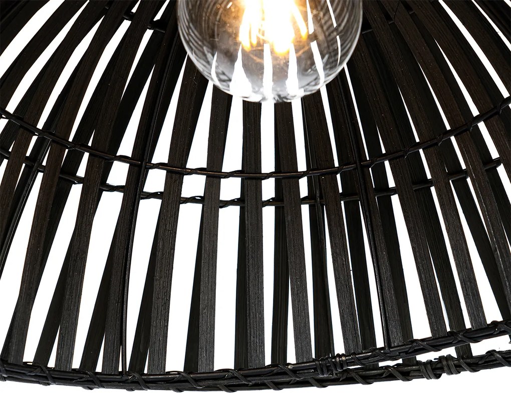 Lampa stojąca w kształcie łuku orientalna czarna bambusowa - Pua