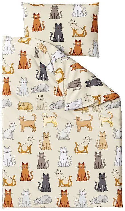 PrzytulneMieszkanie.pl PrzytulneMieszkanie.pl Bawełniana pościel COLORED CATS BLEND kremowa Rozmiar pościeli: 70 x 90 cm | 140 x 200 cm