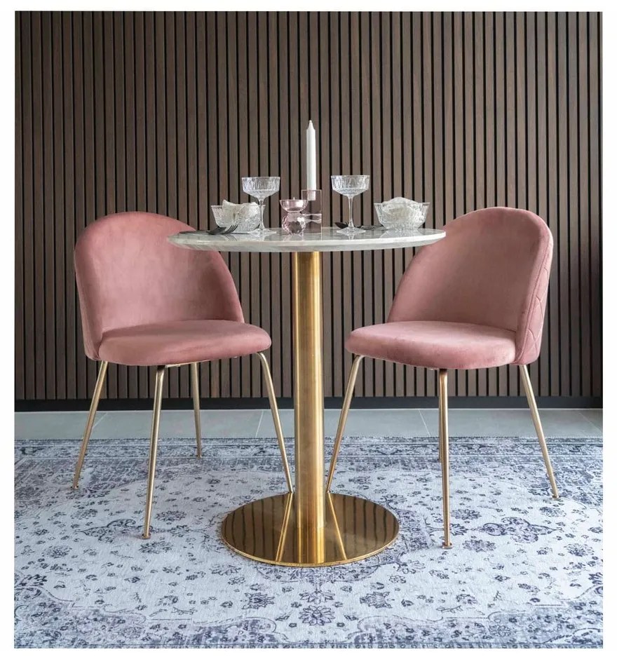 Okrągły stół z blatem w dekorze marmuru ø 70 cm Bolzano – House Nordic