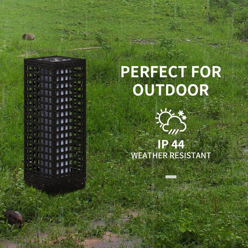 Outsunny Lampa Solarna Ogrodowa Rattan Wodoodporna z Czujnikiem Światła Stal Czarny 155x155x46cm | Aosom PL