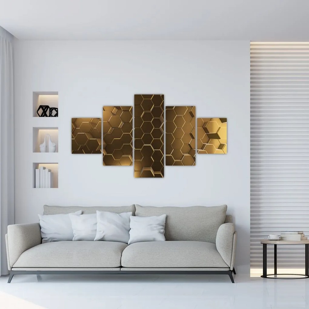 Obraz - Złote sześciokąty (125x70 cm)