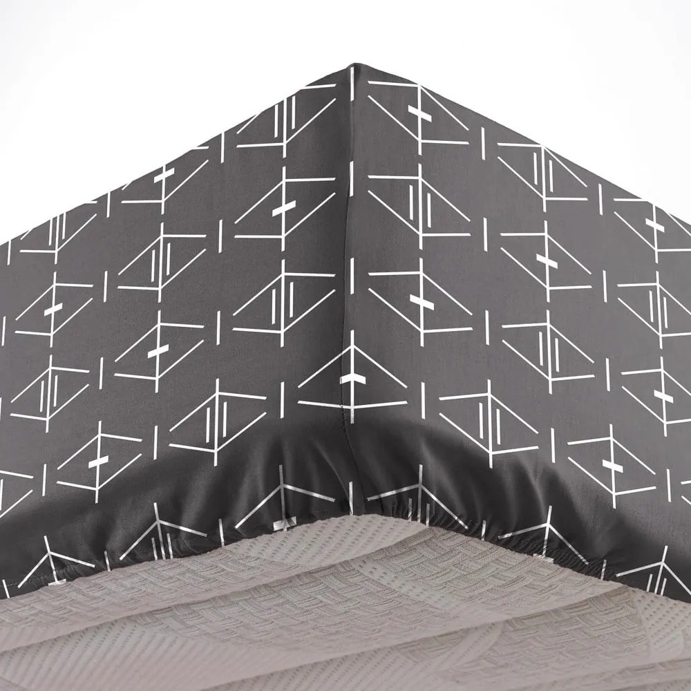 Ciemnoszare bawełniane prześcieradło z gumką 140x190 cm Aristide – douceur d'intérieur