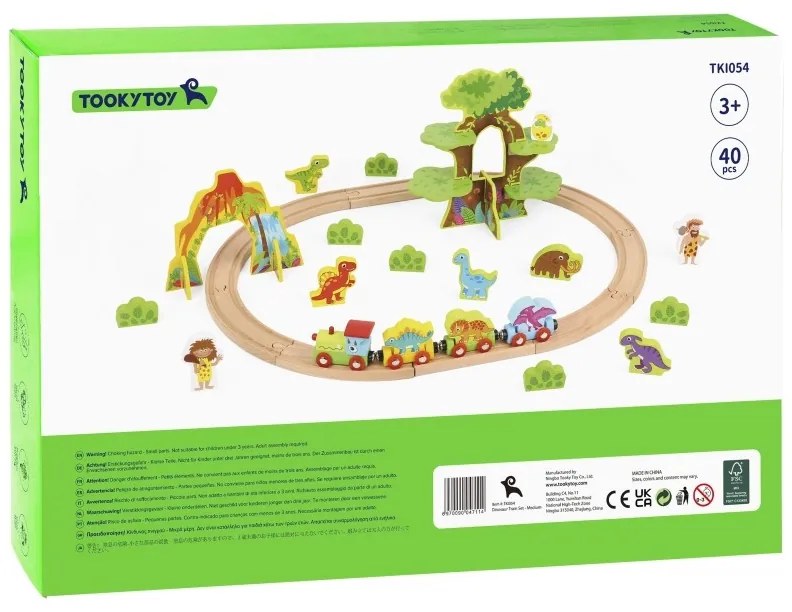 Tooky toy drewniana magnetyczna kolejka dinozaury + figurki