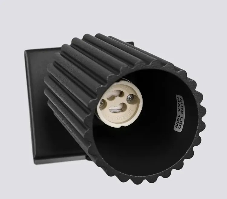 Czarny metalowy kinkiet karbowany N1-Z90