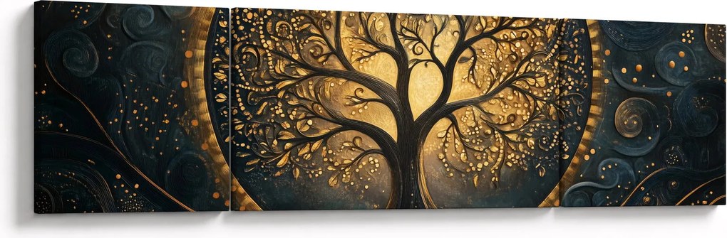 Obraz – Drzewo ze złotą aurą (170x50 cm)