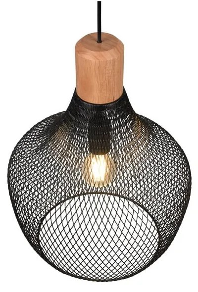 Czarna lampa wisząca z metalowym kloszem ø 33 cm Valeria – Trio