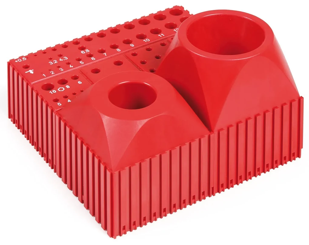 Pojemnik plastikowy na uchwyt narzędziowy typu CAPTO C8, moduł 10x10, 1 gniazdo, czerwony