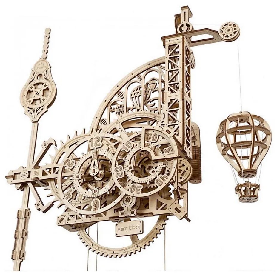 Ugears - 3D drewniane puzzle mechaniczne Zegar ścienny Aero