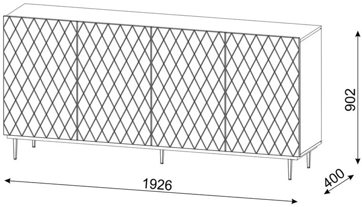 Komoda biały mat + czarna rama F3-G57
