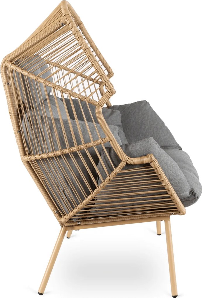 Fotel Ogrodowy KORYNT Dwuosobowy Kokon Szary Nowoczesny Boho