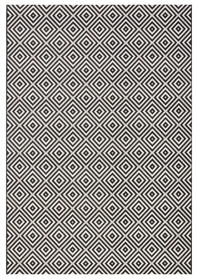 Czarno-biały dywan odpowiedni na zewnątrz NORTHRUGS Karo, 140x200 cm
