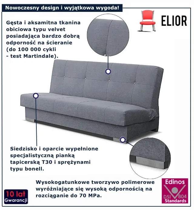 Szara rozkładana wersalka P1-F28