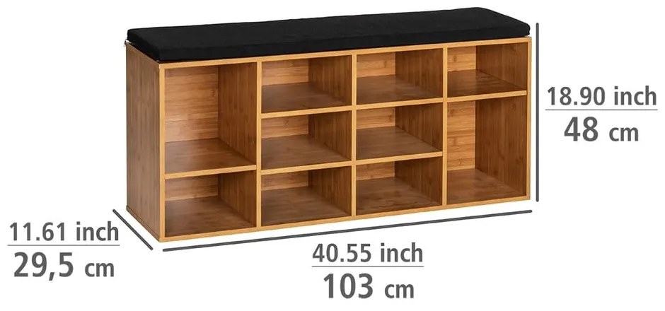 Naturalna szafka na buty w dekorze drewna egzotycznego z siedziskiem Loft – Wenko