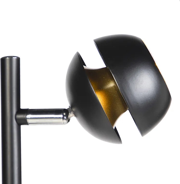 Nowoczesna lampa stojąca 3-punktowa czarna ze złotym wnętrzem - Buell Deluxe