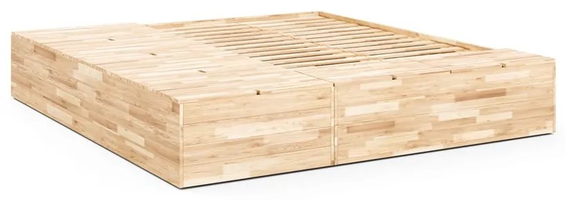 Łóżko dwuosobowe z litego drewna sosnowego ze schowkiem i stelażem 160x200 cm Basement Bed – Karup Design