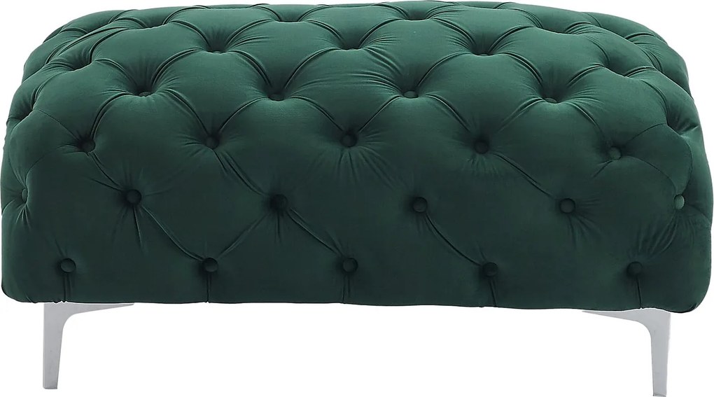 Puf chesterfield z zielonego weluru EDWINA