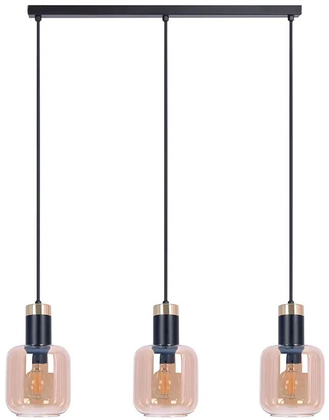 Potrójna szklana lampa wisząca na listwie 14X A557 P6-F18