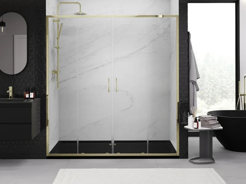 Mexen Exo drzwi prysznicowe podwójne rozsuwane 170 cm, transparent, złote - 8152-170-000-50-00