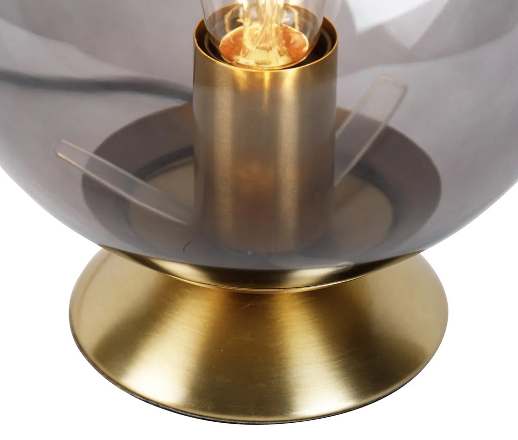 Lampa stołowa art deco mosiądz z dymionym szkłem - Pallon ArtDeco Oswietlenie wewnetrzne