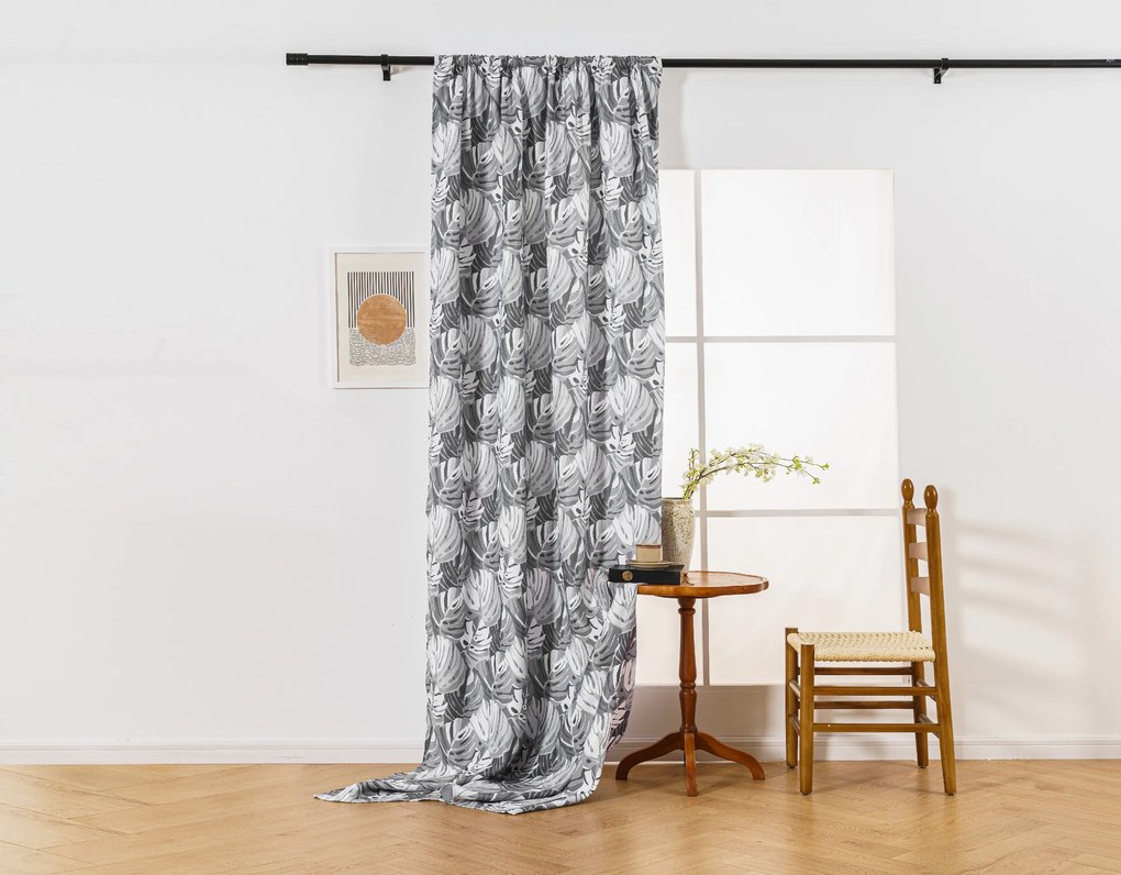 Designerska zasłona FLOCUS 140x270 cm, wzorzysta Zawieszanie: Taśma z wiązaniami