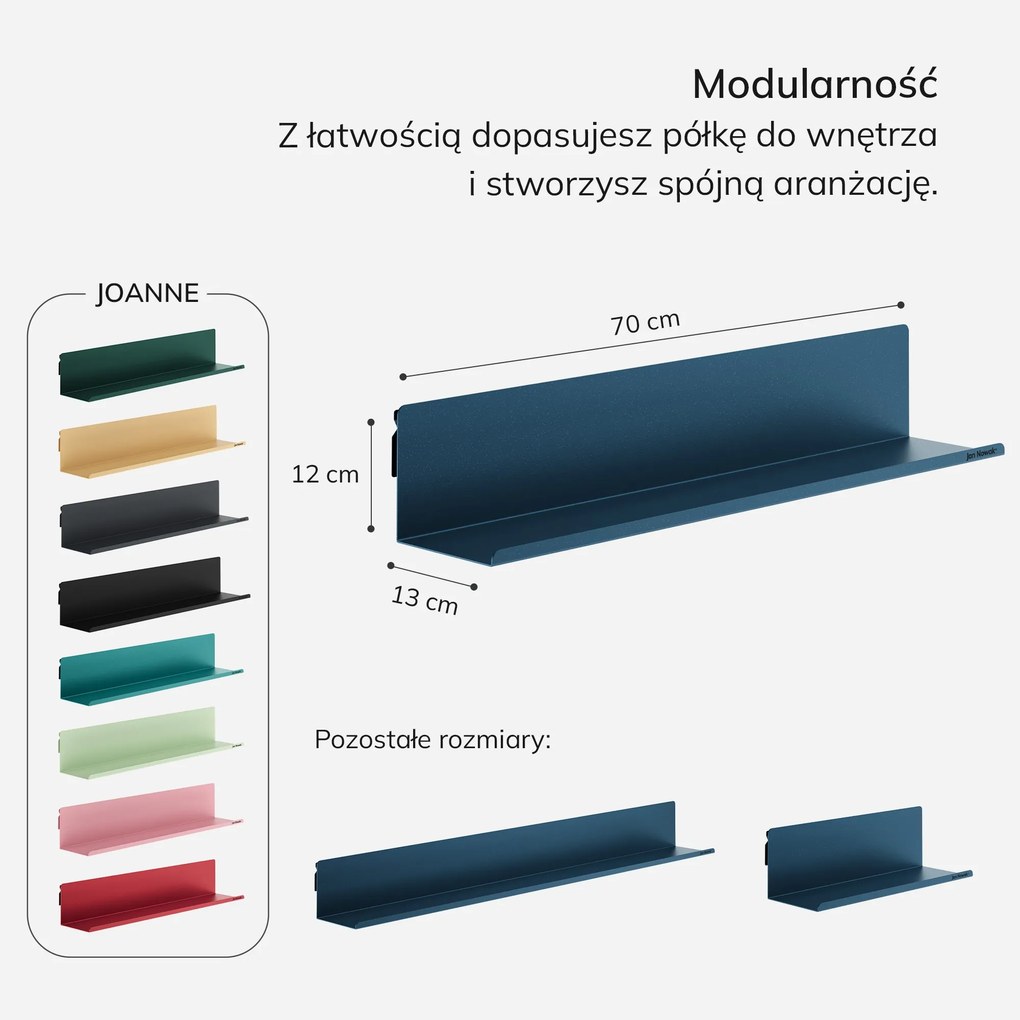 Półka wisząca metalowa granatowa, 700 mm: JOANNE Modern