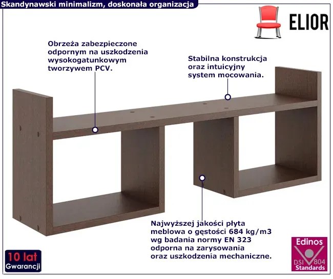 Minimalistyczna półka ścienna w kolorze wenge - Dorsa